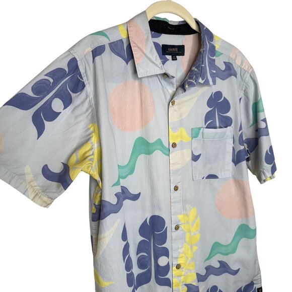 Roark Short Sleeve Button Up Shirt In Abstract Leaf Print, M - Picture 4 of 8